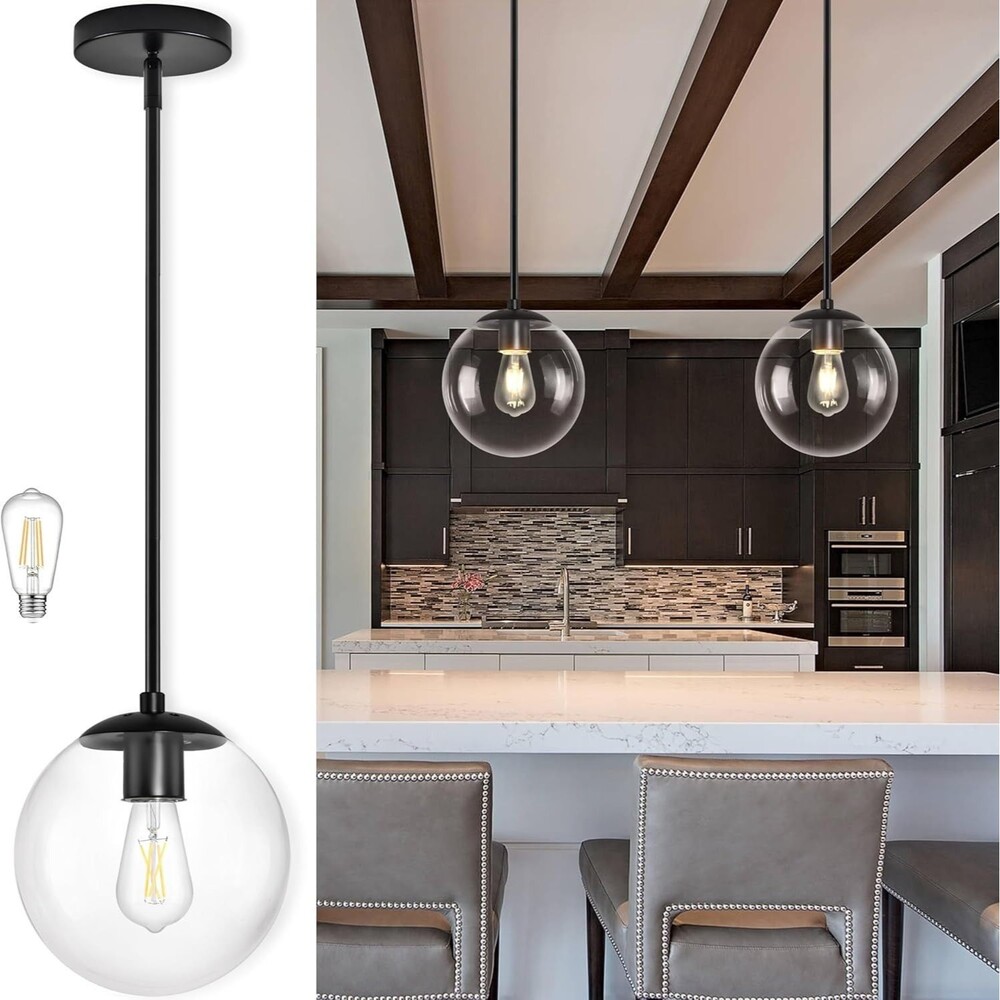 10" Globe Pendant Light Black Mid Century Pendant Light Mid Century Adjustabl...